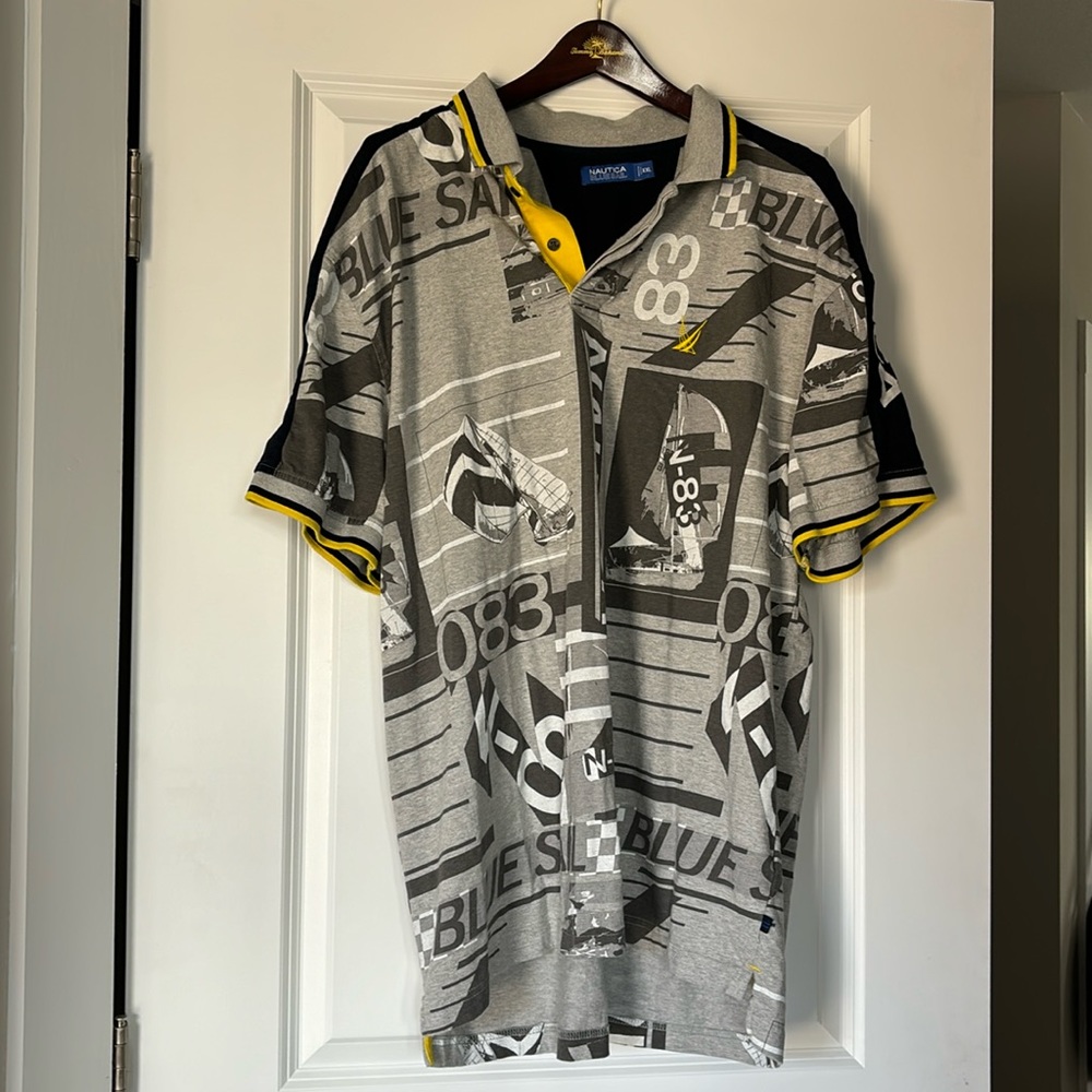 Men’s Nautica Cotton Sailing/Regatta Themed Shirt, XXL